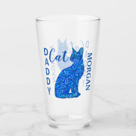 Blue Sitting Cat Humor Persoonlijke kat papa Glas
