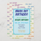 Blue Six Seven Brain Rot Birthday Kaart (Voorkant / Achterkant)