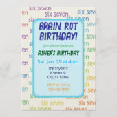 Blue Six Seven Brain Rot Birthday Kaart (Voorkant)