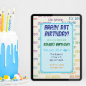 Blue Six Seven Brain Rot Birthday Kaart