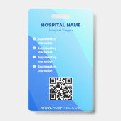 Blue Sjabloon Hospital QR Code Employee Photo ID Badge (Achterkant)