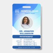 Blue Sjabloon Hospital QR Code Employee Photo ID Badge (Voorzijde)