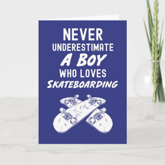 Blue Skateboarding Cards For Boys For Kids Sport Kaart (Voorkant)