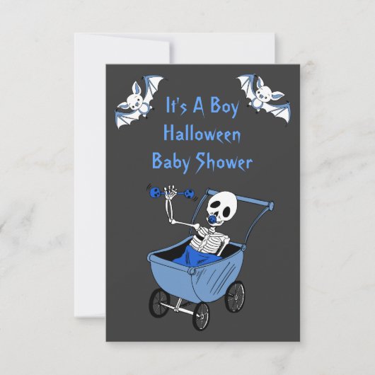 Blue Skeleton Baby shower Invitation Cards Kaart (Voorkant)