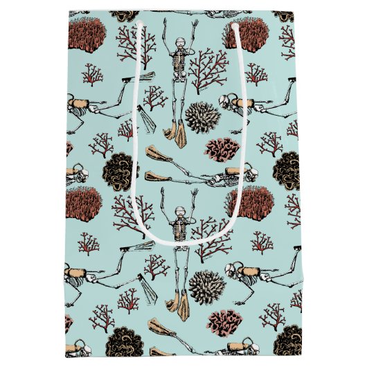 Blue Skeleton Ocean Scuba Diver en koraal Medium Cadeauzakje (Achterkant)