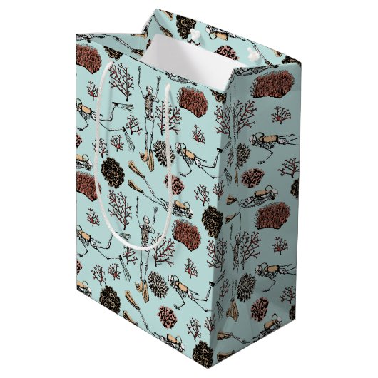 Blue Skeleton Ocean Scuba Diver en koraal Medium Cadeauzakje (Achterkant Gekanteld)