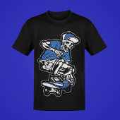 Blue Skeleton Riding Skateboard Cool Graphic Manne T-shirt
