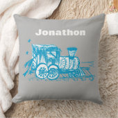 Blue Sketched Choo Choo Train Boys Room Nursery Kussen (Deken)