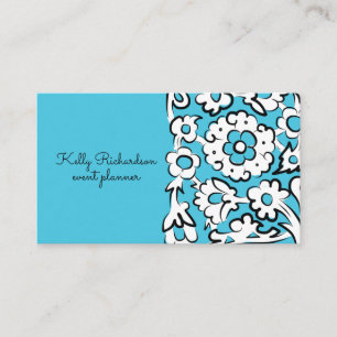 Blue Sketched Flowers Visitekaartje