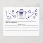 Blue Sketched Kitchen Tools Recipcards (Voorkant)