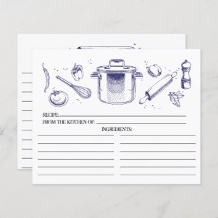 Blue Sketched Kitchen Tools Recipcards