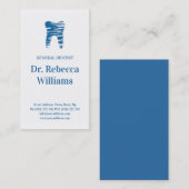 Blue Sketched Tooth Dental Afspraak Herinnering Visitekaartje (Voorkant / Achterkant)