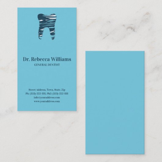 Blue Sketched Tooth Tandheelkundige kliniek Tandar Visitekaartje (Voorkant / Achterkant)