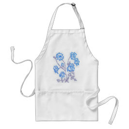 Blue Sketting Flowers Standaard Schort