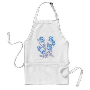 Blue Sketting Flowers Standaard Schort