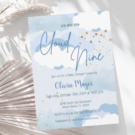 Blue Ski Cloud Nine Boy Waterverf Baby shower Kaart
