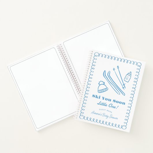 Blue Ski You Soon Boy Baby Shower Guest Book Notitieboek (Binnen)