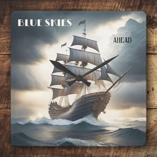 Blue Skies Ahead Antiek zeilboot Vierkante Klok