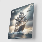 Blue Skies Ahead Antiek zeilboot Vierkante Klok (Hoek)