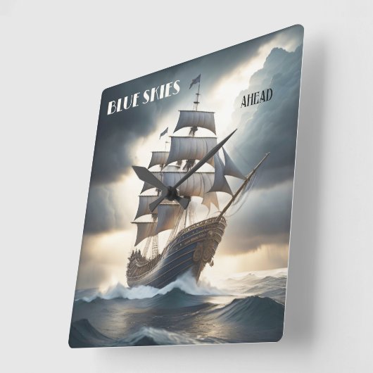 Blue Skies Ahead Antiek zeilboot Vierkante Klok (Hoek)