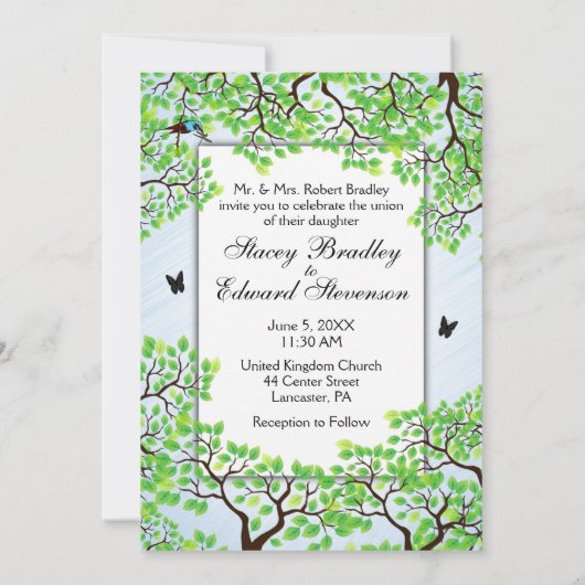 Blue Skies Bicycle Wedding Uitnodiging (Achterkant)