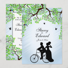 Blue Skies Bicycle Wedding Uitnodiging
