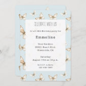 Blue Skies & Butterflies Birthday Kaart (Voorkant / Achterkant)