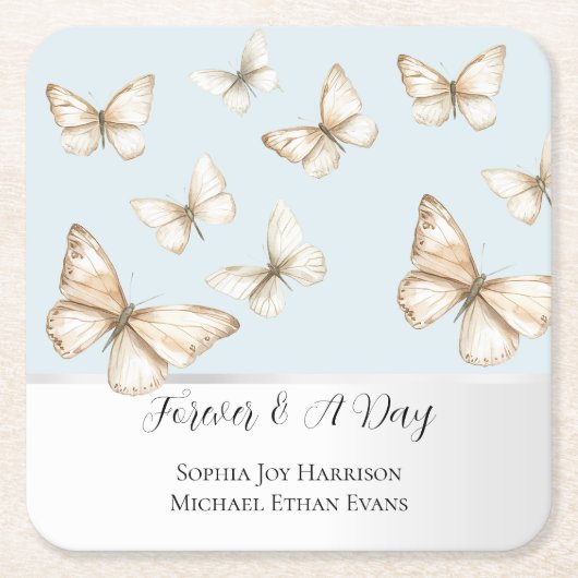 Blue Skies & Butterflies Wedding  Kartonnen Onderzetters (Voorkant)