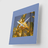 Blue Skies Floral Vierkante Klok (Hoek)