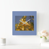 Blue Skies Floral Vierkante Klok (Huis)