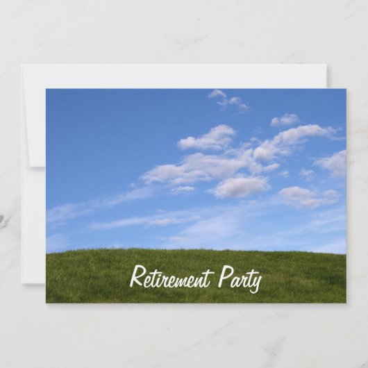 Blue Skies Green Grass Retirement Party Invitation Kaart (Voorkant)