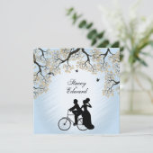 Blue Skies Herfst Bicycle Weddenschap Kaart (Staand voorkant)