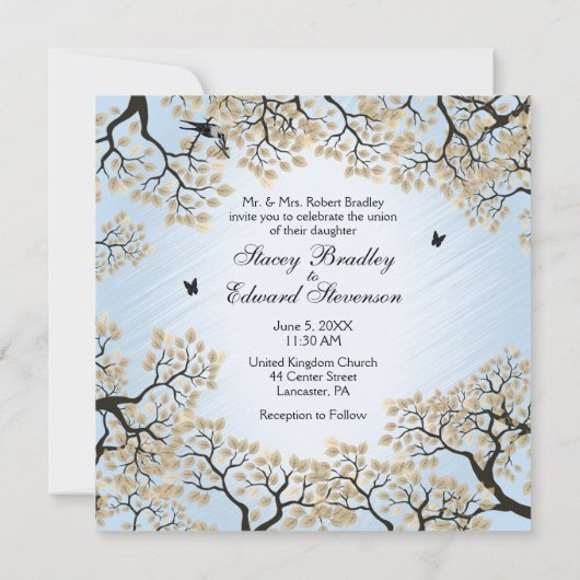 Blue Skies Herfst Bicycle Weddenschap Kaart (Achterkant)