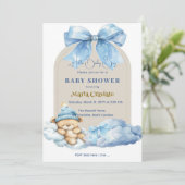 Blue Skies & Teddy Hugs Baby shower Kaart (Staand voorkant)