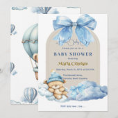 Blue Skies & Teddy Hugs Baby shower Kaart (Voorkant / Achterkant)