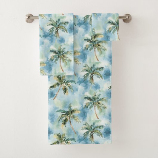 Blue Skies Tropical Island Palm Trees   Bad Handdoek (Insitu)