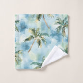 Blue Skies Tropical Island Palm Trees   Bad Handdoek (Wasdoekje)