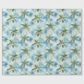 Blue Skies Tropical Island Palm Trees Birthday Cadeaupapier (Vlak)