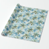 Blue Skies Tropical Island Palm Trees Birthday Cadeaupapier (Uitgerold)