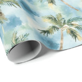 Blue Skies Tropical Island Palm Trees Birthday Cadeaupapier (Rol Hoek)