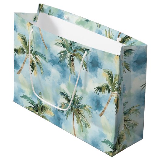 Blue Skies Tropical Island Palm Trees Birthday Groot Cadeauzakje (Voorkant Gekanteld)