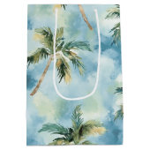 Blue Skies Tropical Island Palm Trees Birthday Medium Cadeauzakje (Achterkant)