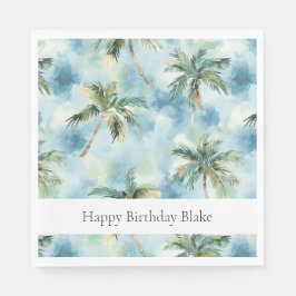 Blue Skies Tropical Island Palm Trees Birthday Servet