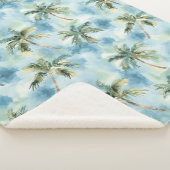 Blue Skies Tropical Island Palm Trees Sherpa Deken (3/4)