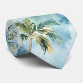 Blue Skies Tropical Island Palm Trees   Stropdas (Opgerold)