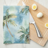 Blue Skies Tropical Island Palm Trees   Theedoek (Quarter Fold)