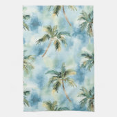 Blue Skies Tropical Island Palm Trees   Theedoek (Verticaal)