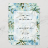 Blue Skies Tropical Island Palm Trees Wedding Kaart (Voorkant / Achterkant)