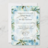 Blue Skies Tropical Island Palm Trees Wedding Kaart (Voorkant)