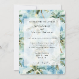 Blue Skies Tropical Island Palm Trees Wedding Kaart